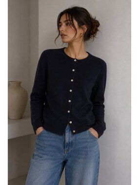 Sutton Studio 100% Cashmere Black Cardigan Sweater Women Size M Bloomingdale's